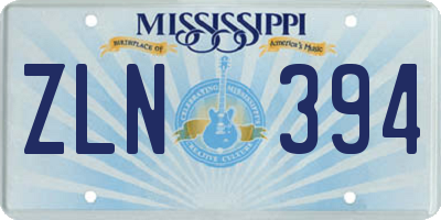 MS license plate ZLN394