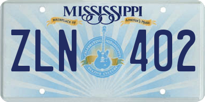 MS license plate ZLN402