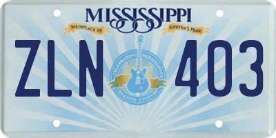 MS license plate ZLN403