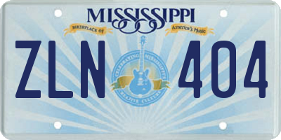 MS license plate ZLN404