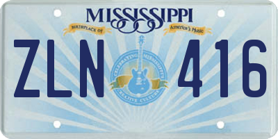 MS license plate ZLN416