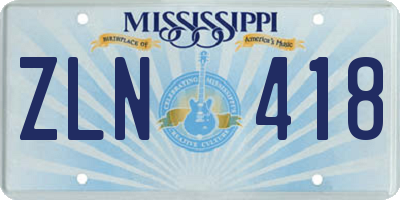 MS license plate ZLN418