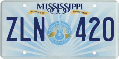 MS license plate ZLN420