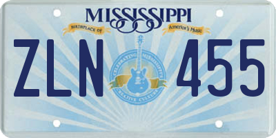 MS license plate ZLN455