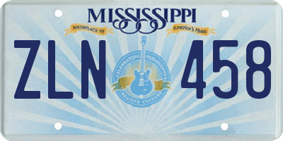 MS license plate ZLN458
