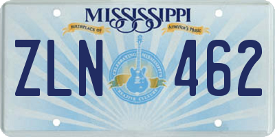 MS license plate ZLN462