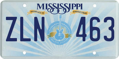 MS license plate ZLN463