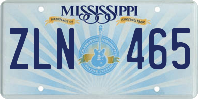 MS license plate ZLN465