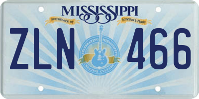 MS license plate ZLN466