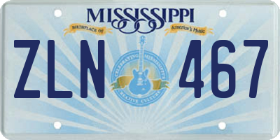 MS license plate ZLN467