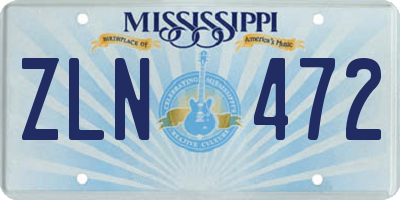 MS license plate ZLN472