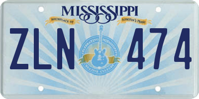 MS license plate ZLN474