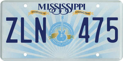 MS license plate ZLN475