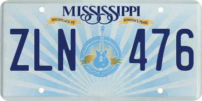 MS license plate ZLN476