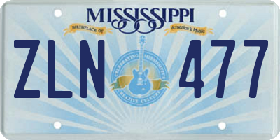 MS license plate ZLN477