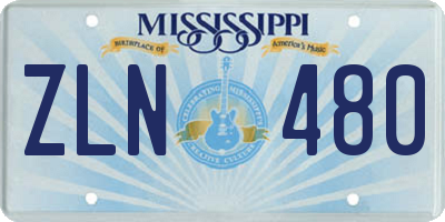 MS license plate ZLN480