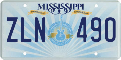 MS license plate ZLN490
