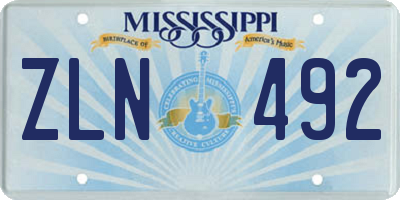 MS license plate ZLN492