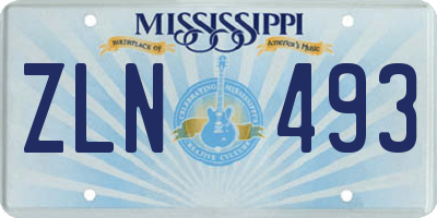 MS license plate ZLN493