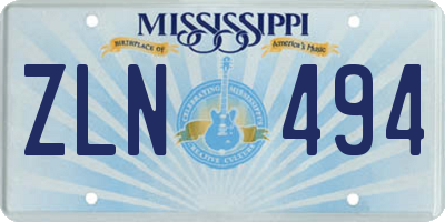 MS license plate ZLN494