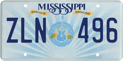 MS license plate ZLN496