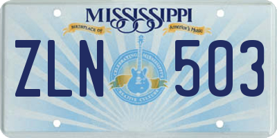 MS license plate ZLN503