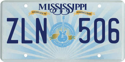 MS license plate ZLN506