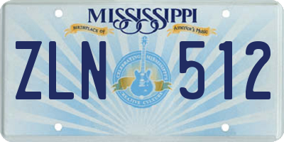 MS license plate ZLN512