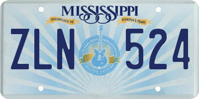 MS license plate ZLN524