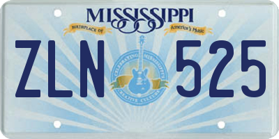 MS license plate ZLN525