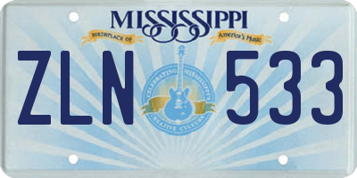 MS license plate ZLN533
