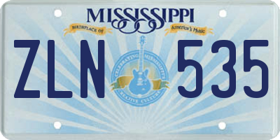 MS license plate ZLN535