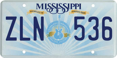 MS license plate ZLN536