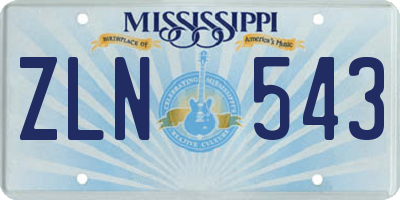 MS license plate ZLN543