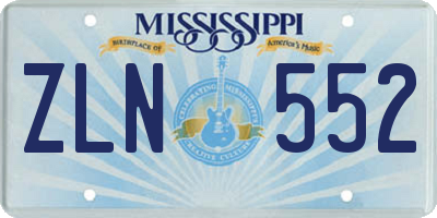 MS license plate ZLN552