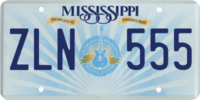 MS license plate ZLN555