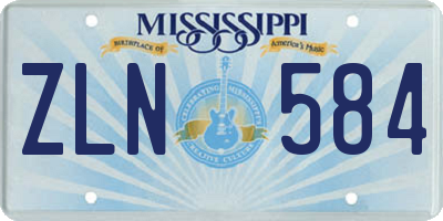 MS license plate ZLN584