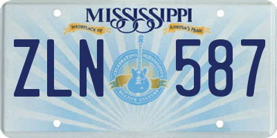 MS license plate ZLN587