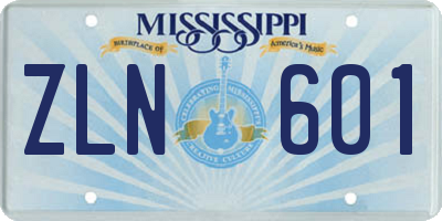 MS license plate ZLN601