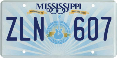 MS license plate ZLN607