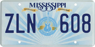 MS license plate ZLN608