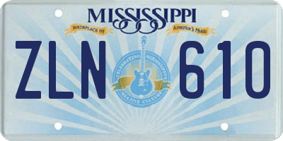 MS license plate ZLN610