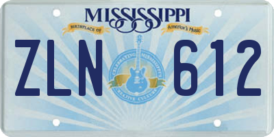 MS license plate ZLN612