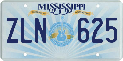 MS license plate ZLN625