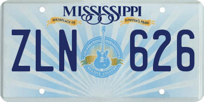 MS license plate ZLN626