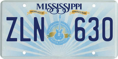 MS license plate ZLN630