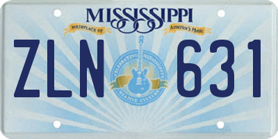 MS license plate ZLN631