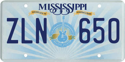 MS license plate ZLN650