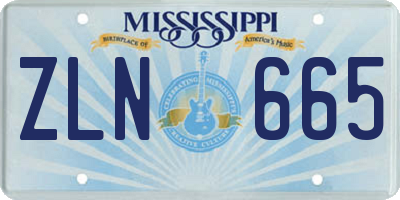 MS license plate ZLN665