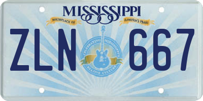 MS license plate ZLN667